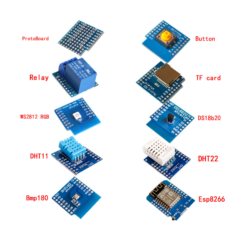 Esp8266 D1 Mini Pro Wifi Ban Phát Triển Nodeu Ws2812 Rgb Dht11 Dht22 Am2302 Relais Ds18b20 Bmp180 Mo