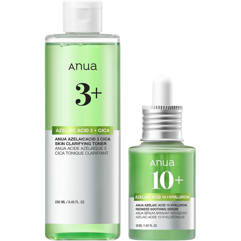 Anua Azelaic Acid Redness Care Duo, Azelaic Acid 3 CICA Làm sáng da & Axit Azelaic 10 Serum làm dịu 