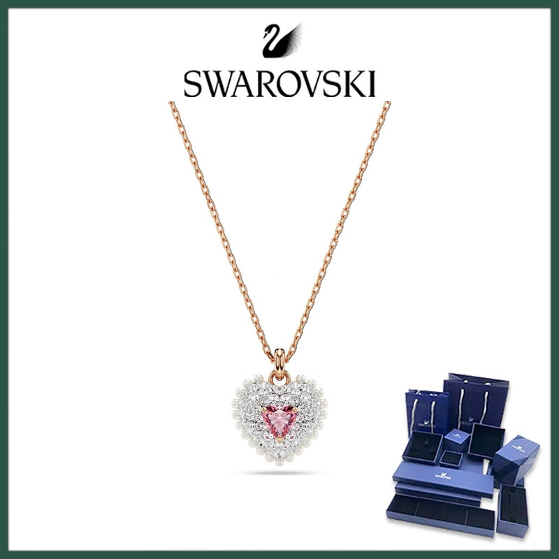 Swarovski Idyllia Double-Sided Imitation Crystal Imitation Pearl Necklace Heart Pendant Romantic Fas