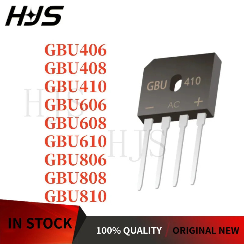 10 CÁI 100% Mới GBU1006 GBU406 GBU408 GBU410 GBU606 GBU608 GBU610 GBU806 GBU808 GBU810 Cầu chỉnh lưu