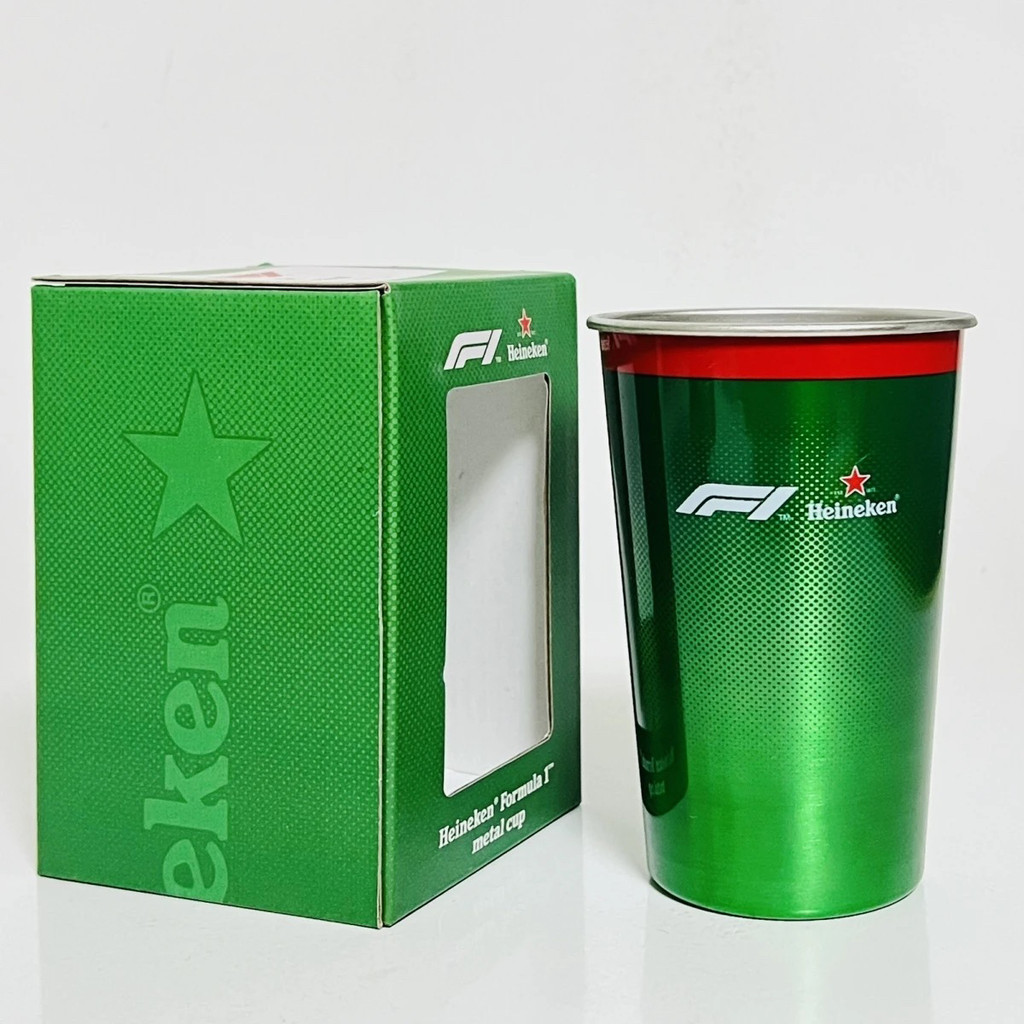 Xili Bia Ly F1 Thép Không Gỉ Kính Cổ Điển Retro Rượu Ly Heineken Thẳng Cắm Trại Kính Xanh Kính