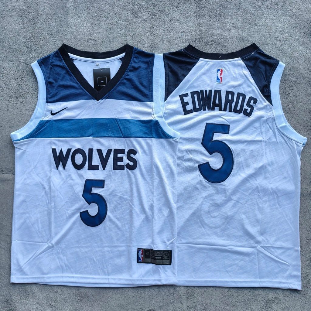 NBA Wolves Edwards - Đồng phục bóng rổ màu trắng
