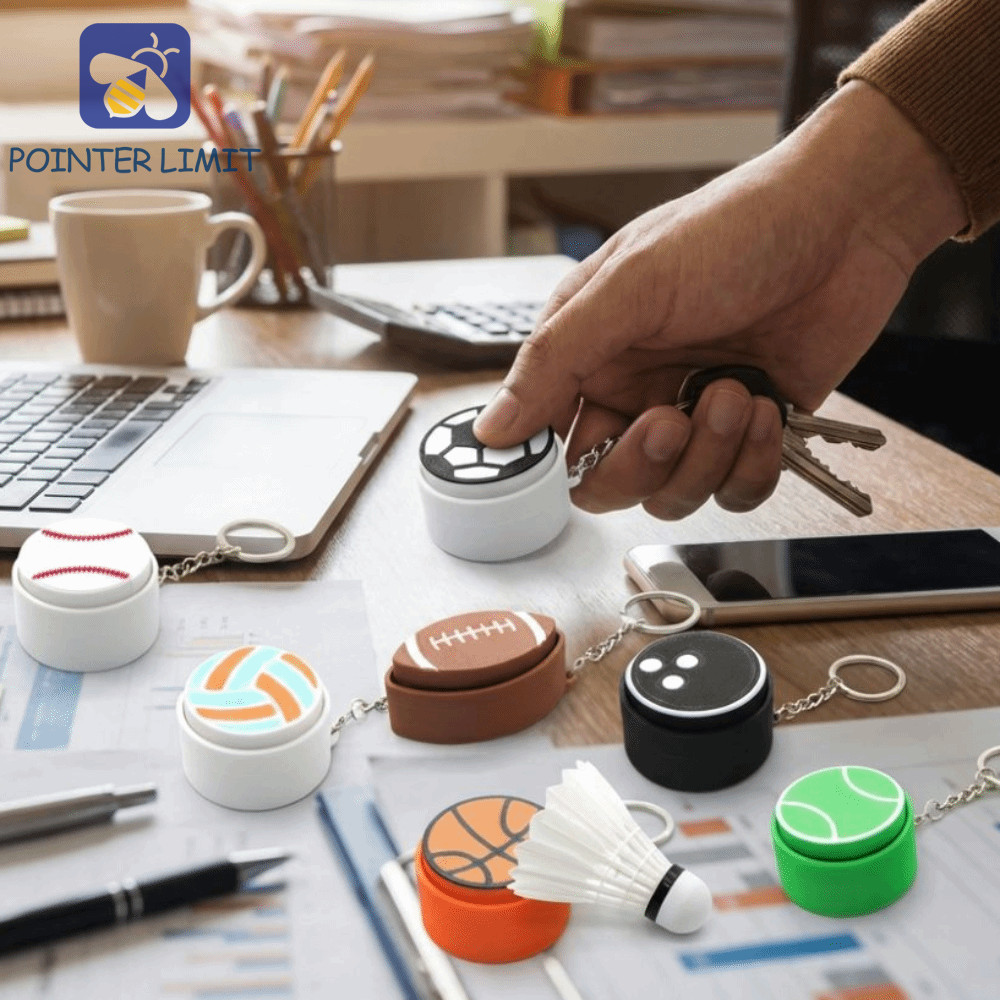 POINTER LIMIT Bóng Thể Thao Móc Chìa Khóa Clicker, Nút Hoạt Hình 3D In Hình Bóng Móc Chìa Khóa, Chủ 