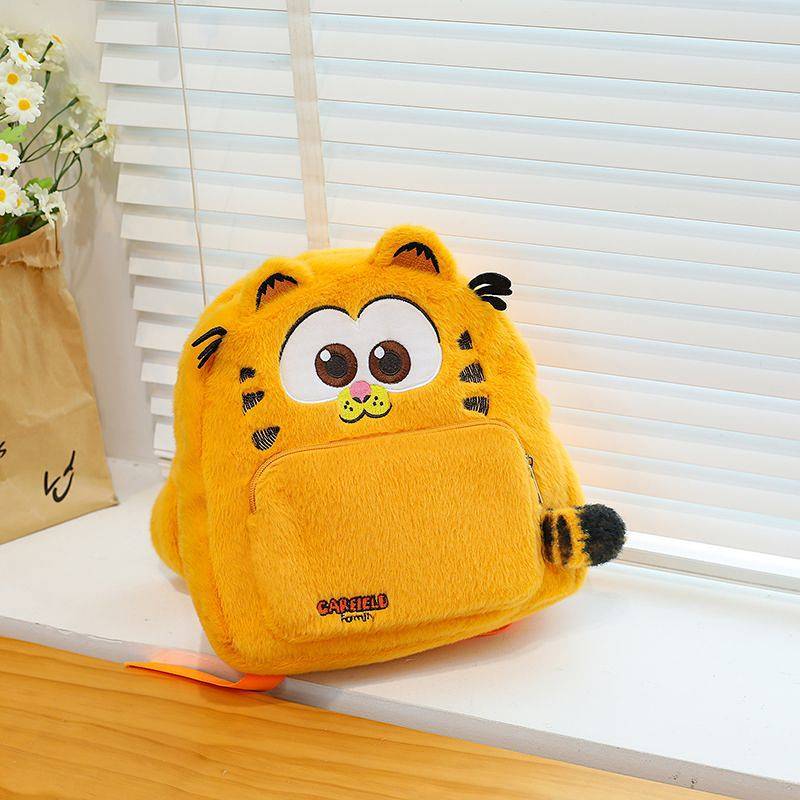 New Cute Garfield Kindergarten Backpack Cartoon Backpack All-Match Plush Large Capacity Student Chil
