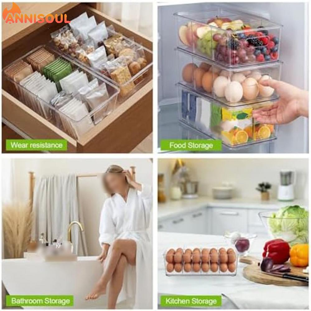 [NISO]Stackable Storage Three Dividers Visible Contents Plastic Construction