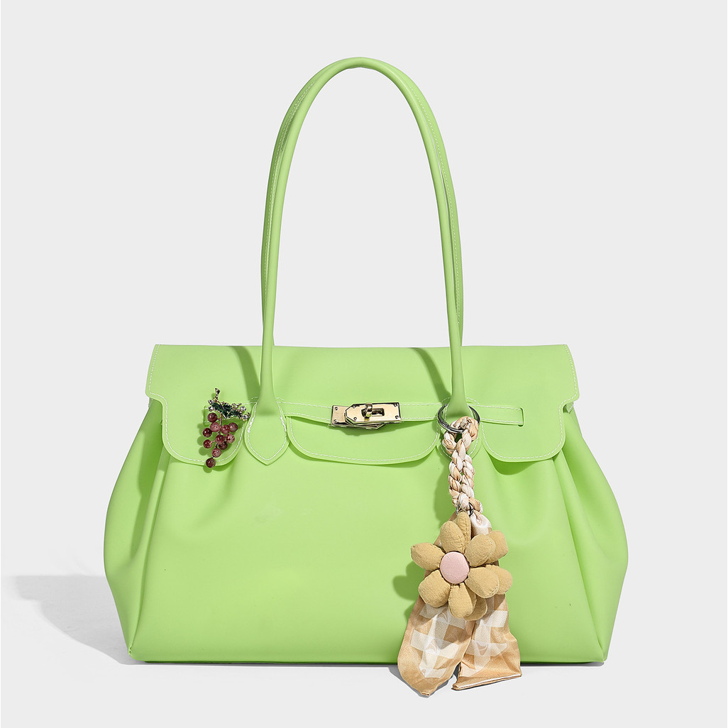 4.28-Retro Jelly Kelly Túi PVC Frosted Túi Tote Lớn Đeo Vai Túi Nách