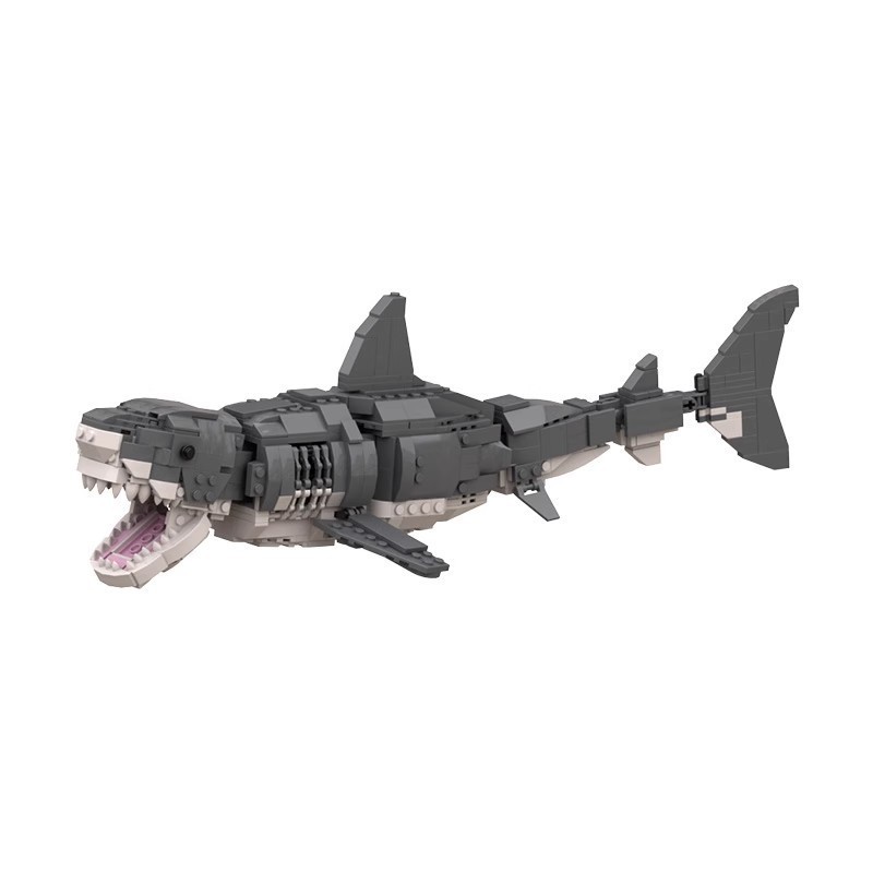 Khối xây dựng MOC Tương thích với 548223 Bộ sáng tạo Great White Shark Sea Animal Sawtooth Shark Khố