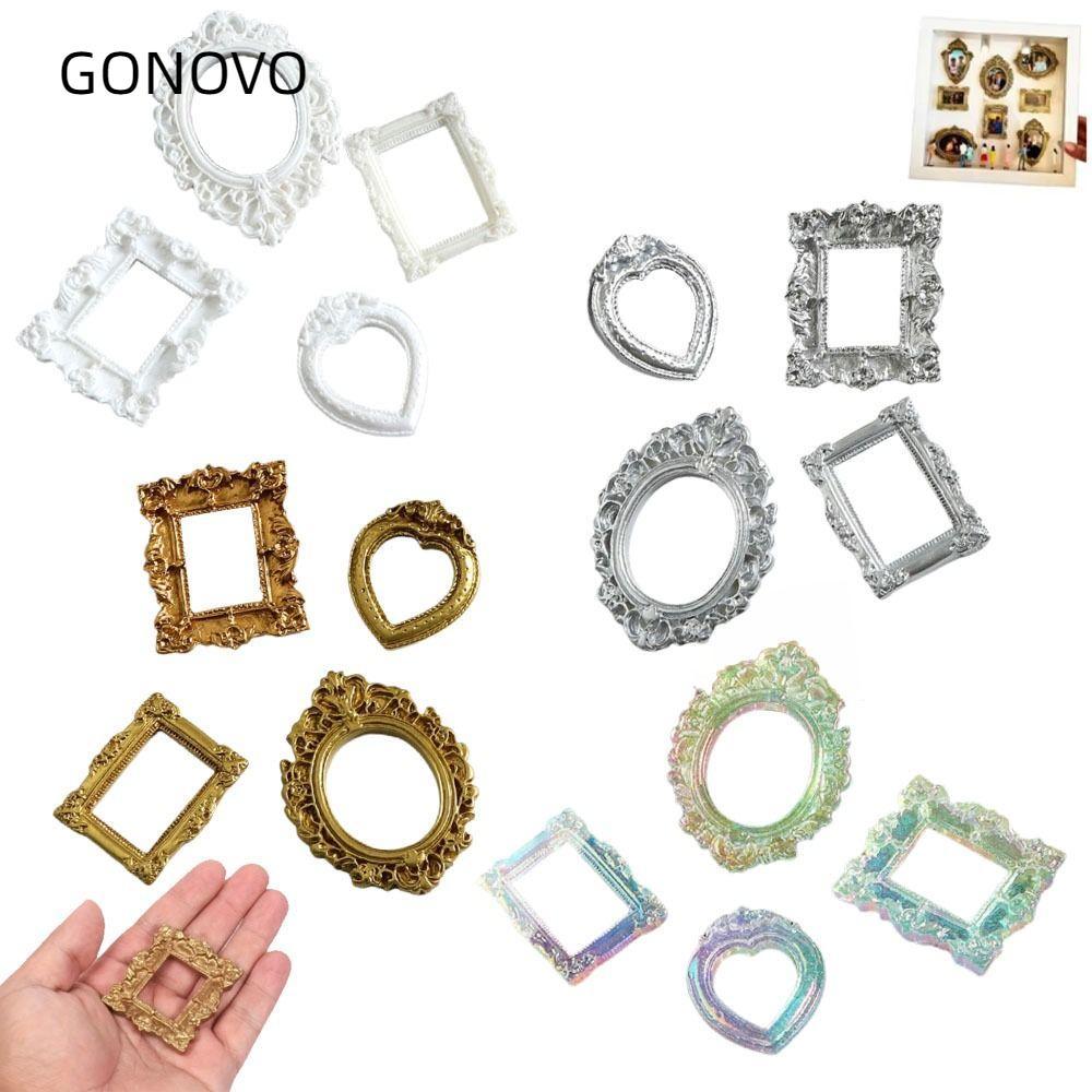 GONOVO DIY Shadow Box Frame, DIY Resin Mini Photo Frames, Creative Gold Wedding Photo Display Frame 