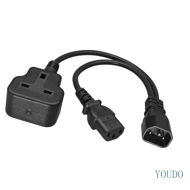 IEC60320 C14 To C13+UK Socket Splitter Power Cord For Server Rack 3x0 75mm²Wire
