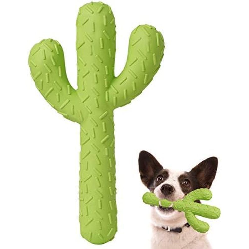 MewaJump Dog Chew Toys, Durable Rubber Dog Toys for Aggressive Chewers, Cactus Tough Toys for Traini