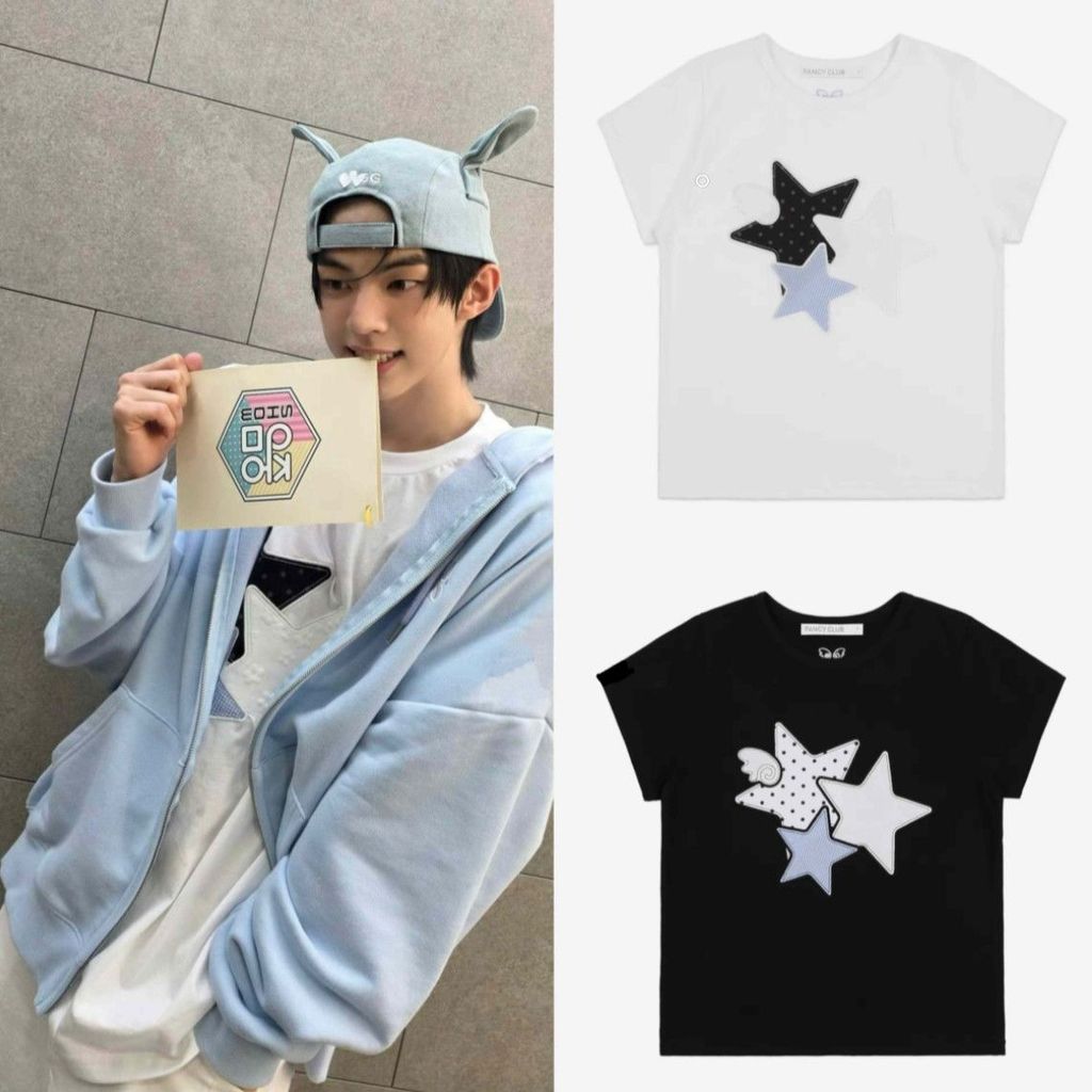 Kpop TWS DOHOON Cổ Tròn Cotton T Tay Ngắn Áo Nam / Nữ Cặp Đôi Áo Sơ Mi Ngắn
