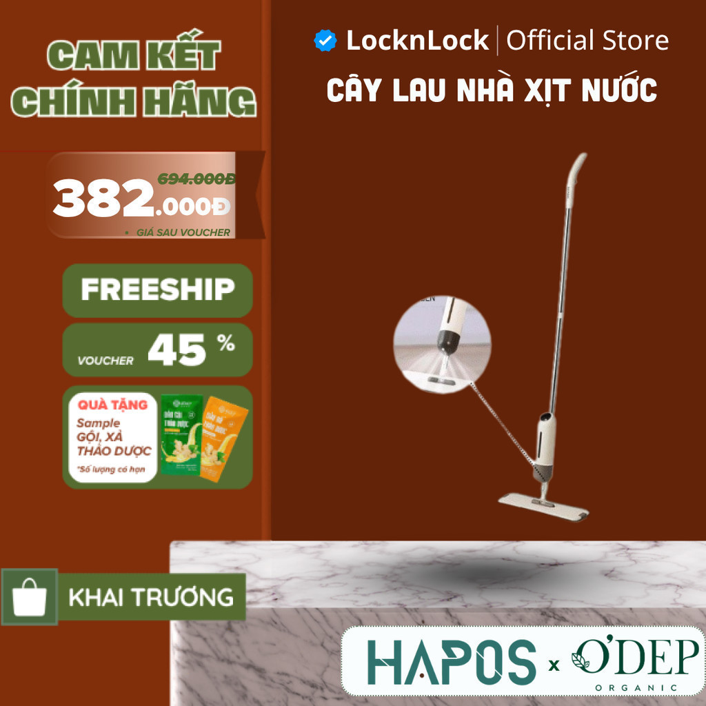 Cây lau nhà LocknLock xịt nước Capsule Spray Mop ETM472 phun nước nhiều diện rộng - Chính Hãng - HAP
