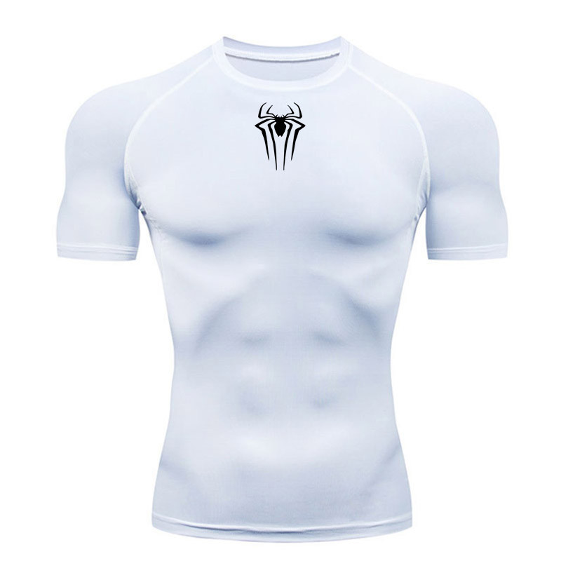Spiderman T-Shirt Men's Short Sleeve Compression Sports Shirt Gym Workout Top