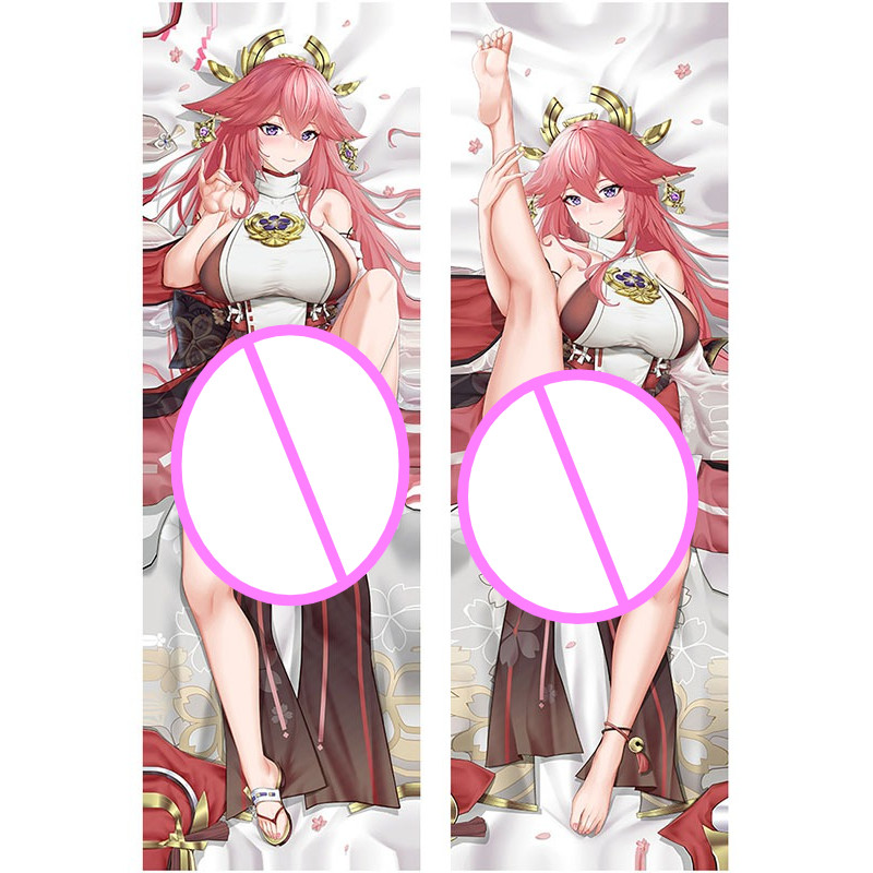 Vỏ gối Dakimakura Genshin Impact Yae Miko In hai mặt dài ôm sát cơ thể