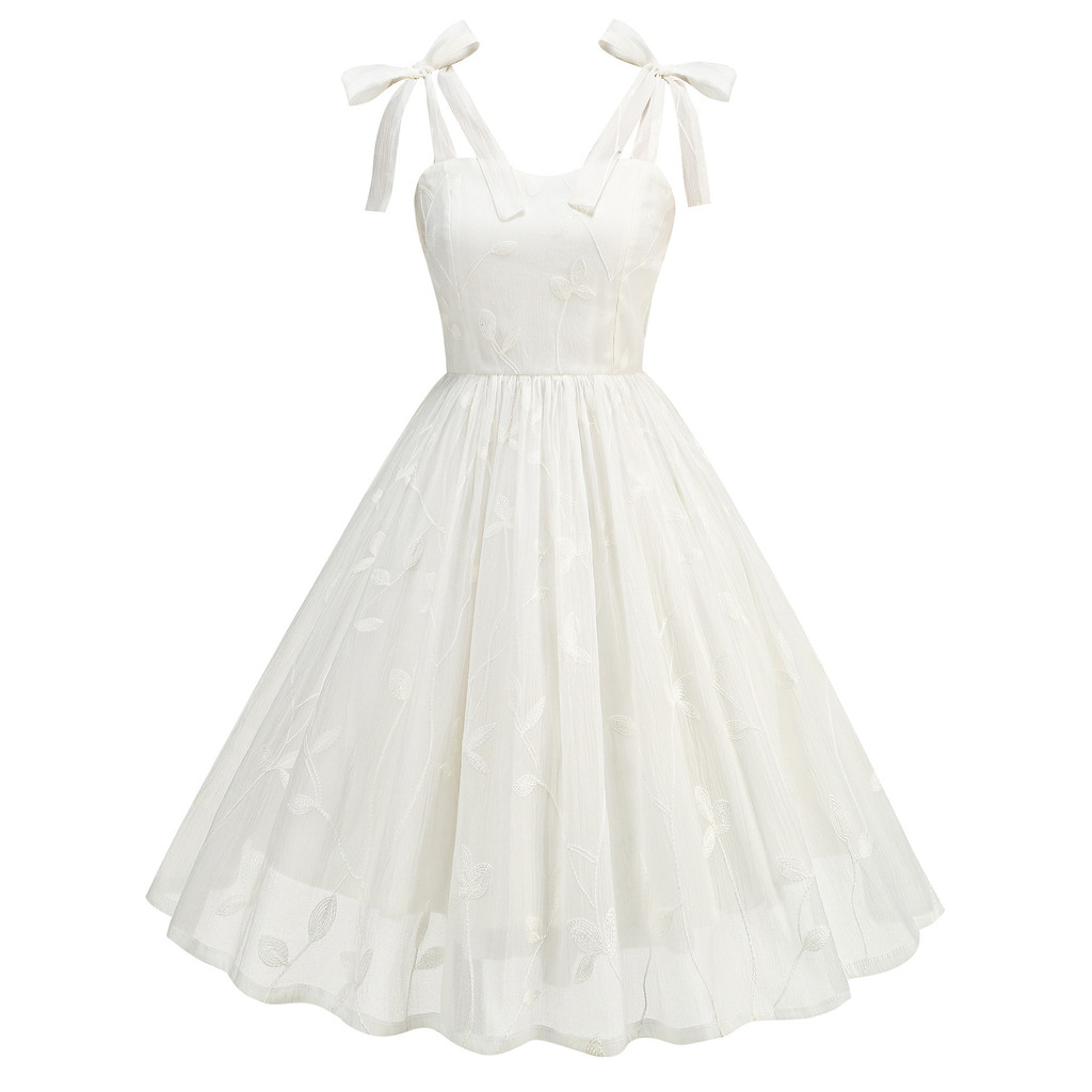 [Sản phẩm mới] Đầm thêu dây đeo Cocktail Retro Hepburn Dress [Giảm giá hấp dẫn]