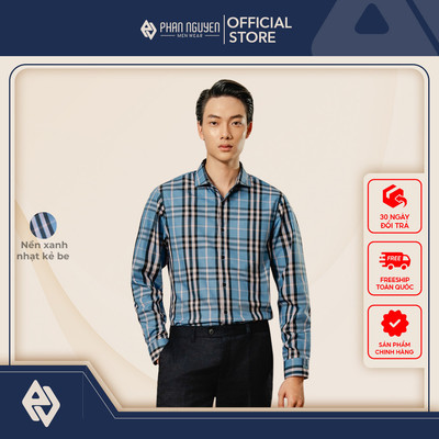 Áo sơ mi dài tay họa tiết kẻ Phan Nguyễn, chất liệu sợi tre mềm mại, kháng khuẩn tự nhiên đứng form, lịch lãm SMD.1264