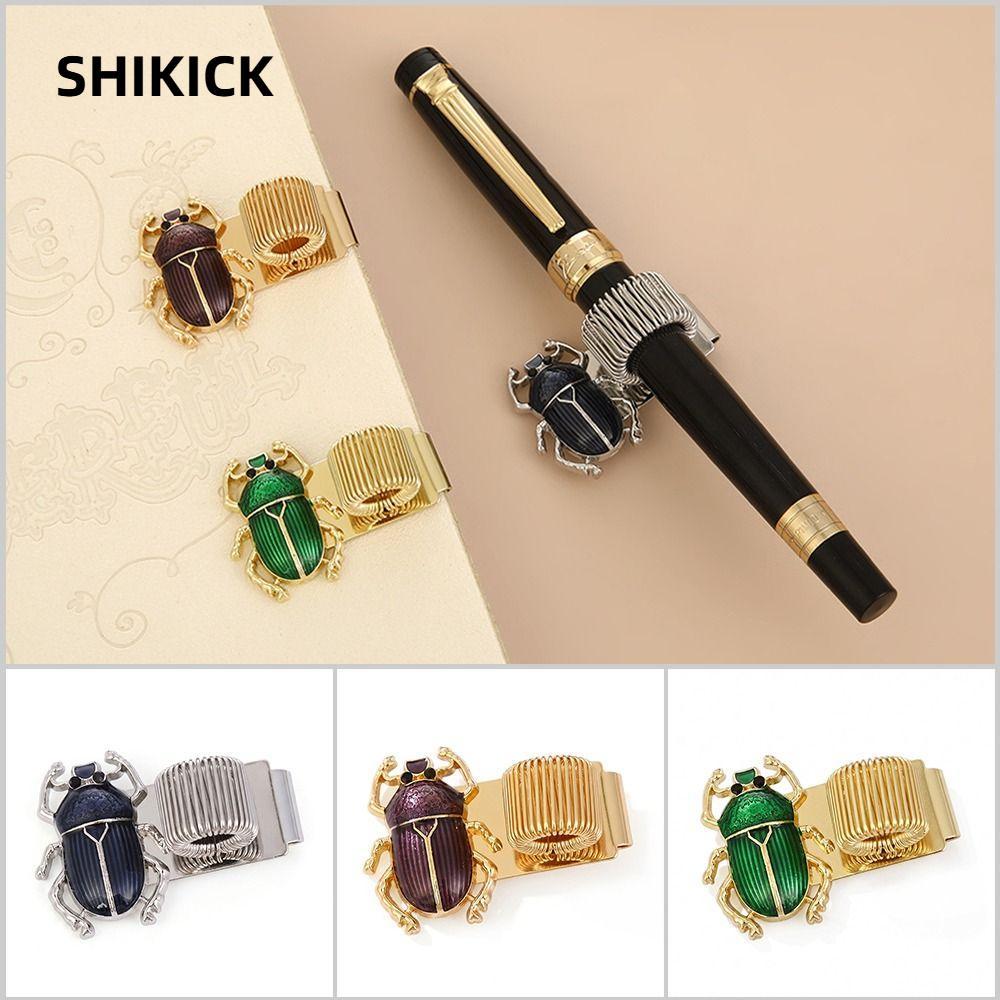 SHIKICK Scarab Beetle Pen Clip, với Pen Loop Elastic Pen Pen Clip, Kim loại Scarab Beetle Pen Holder