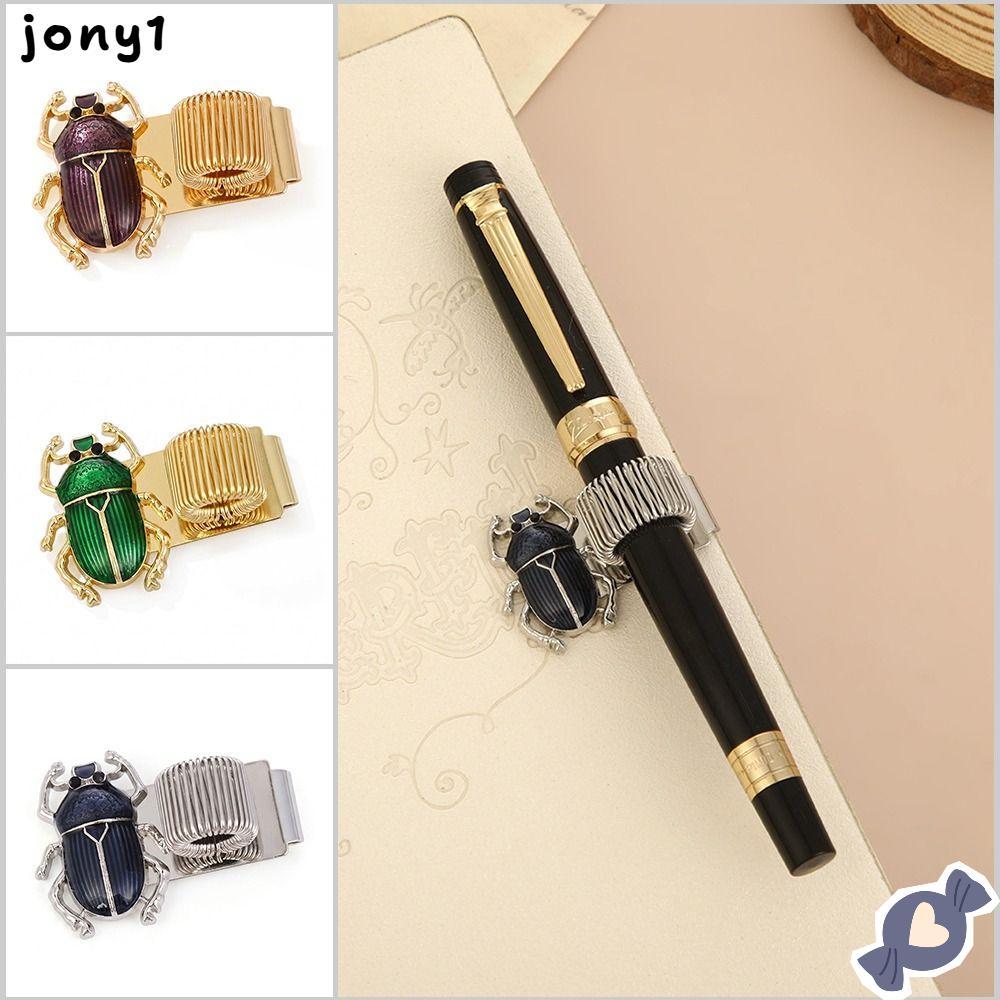 THUY Scarab Beetle Pen Clip, Kim loại có bút Loop Pen Clip, Di động đàn hồi Scarab Beetle Bookmark H