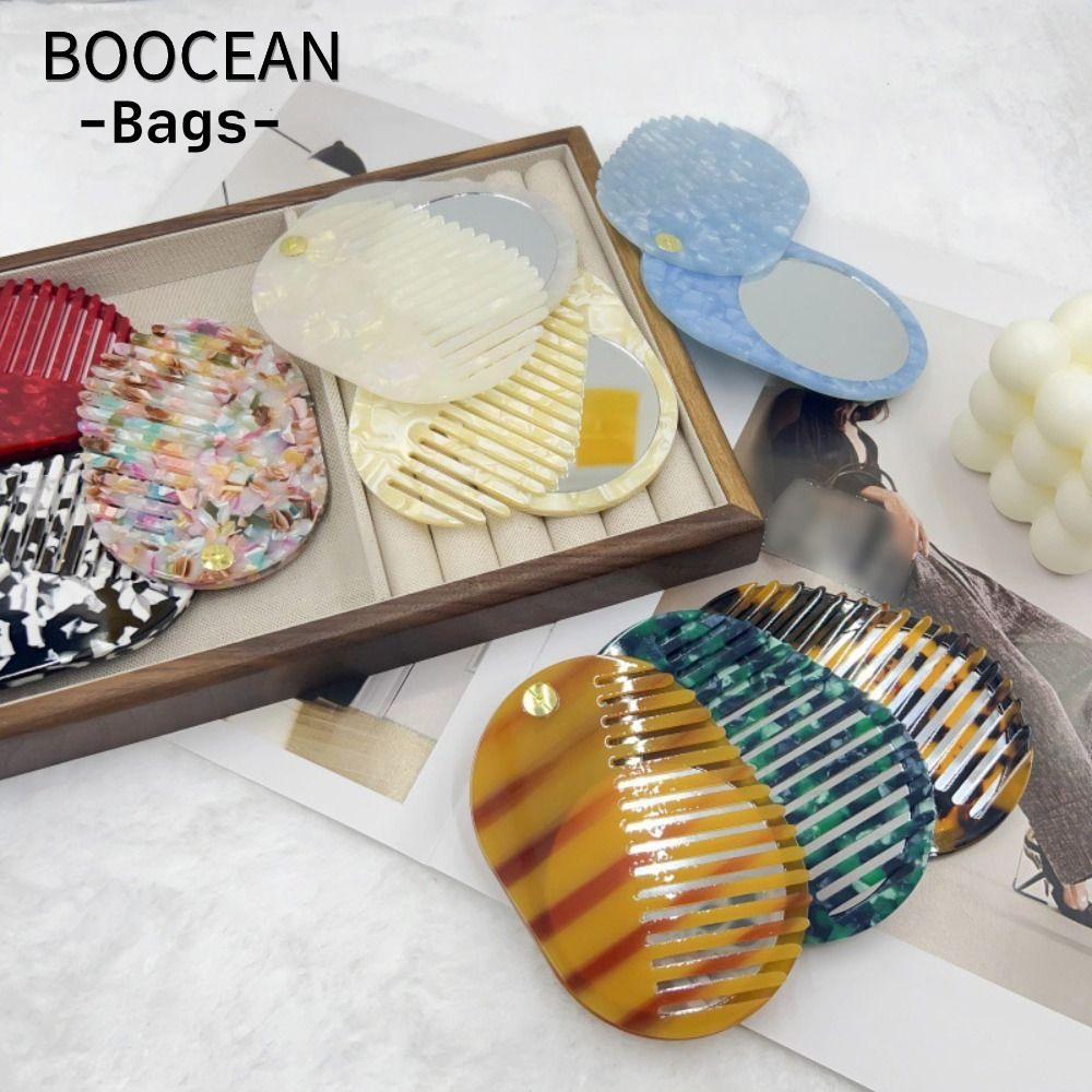 Gương Trang Điểm BOOCEAN, Lược Chải Tóc Đa Năng Mini, Gấp Di Động Dày Chống Tĩnh Điện Lược Gương Du 