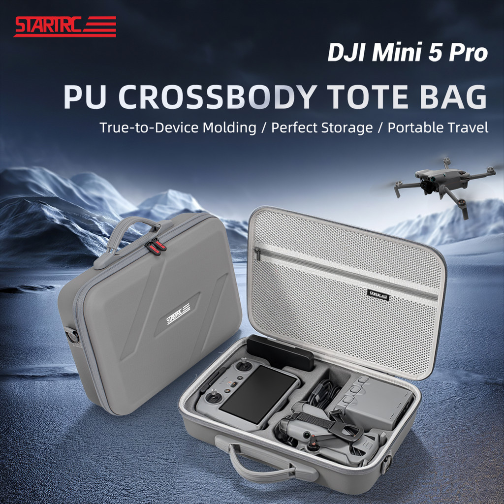 Dành Cho DJI Mini 5 Pro Ốp Lưng, Túi Bảo Quản Da PU Di Động Dung Tích Lớn Cho DJI Mini 5 Pro Fly Mor