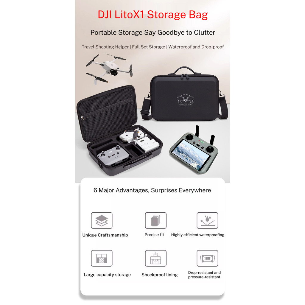 Dành Cho Túi Bảo Vệ Drone DJI Lito X1 - Ốp Cứng Chống Thấm Nước Chống Bụi Có Dây Đeo Vai Cho Combo D