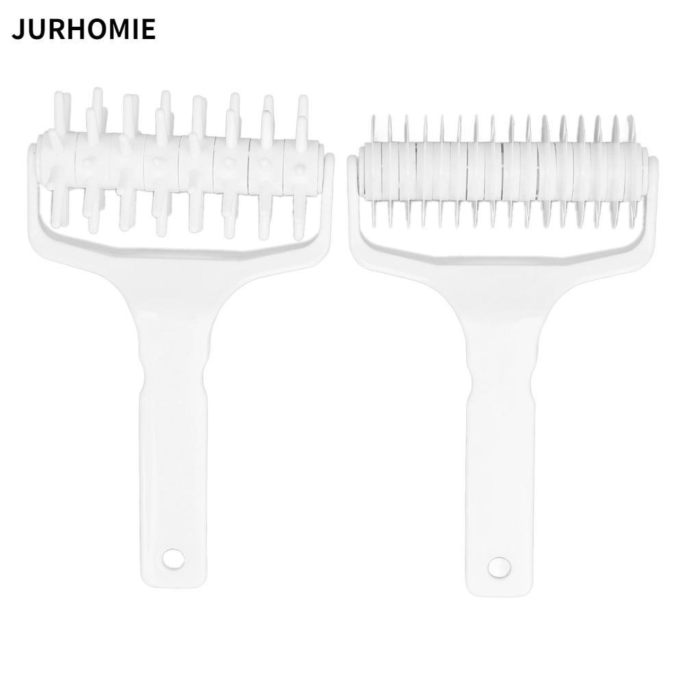 JURHOMIE 2 Chiếc Pizza Bột Con Lăn Docker, Lưới Trắng Con Lăn Cắt Bánh Pizza Vỏ Con Lăn Docker, Nhựa