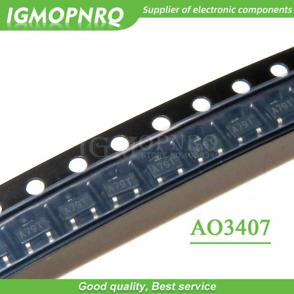 50 chiếc AO3407 3407 SOT23-3 MOSFET MOSFT P-Ch -30V -3.6A 64mOhm mới nguyên bản