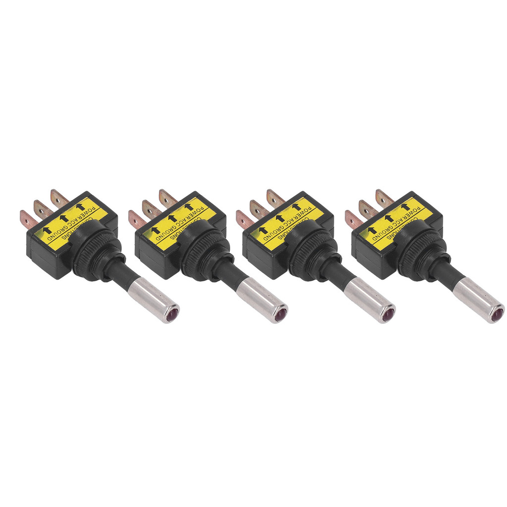 [CSS] 4 Cái Công Tắc Bật Tắt Đèn LED Đỏ Chiếu Sáng Xe Ô Tô Tự Động Rocker Switch 3pin 12mm 20A DC12V