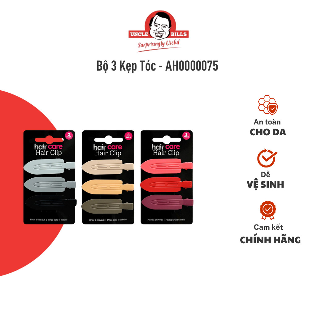 Bộ 3 Kẹp Tóc Nhiều Màu UNCLE BILLs - AH0000075