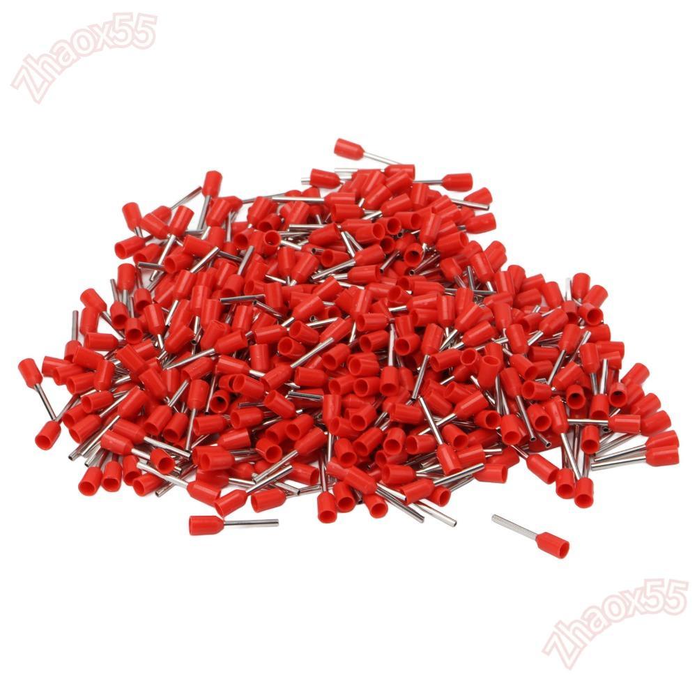 Bộ đầu nối Ferrule dây ZHAOX 1000 chiếc, thiết bị đầu cuối Ferrules cách nhiệt chất liệu đồng đỏ, E0
