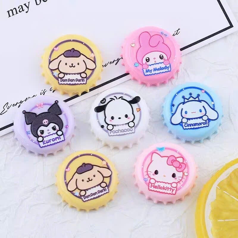 Set 12 charm : Nắp chai cute -Set Charm Hello Kitty Kuromi Melody Pochacco - charm gắn dép siêu yêu