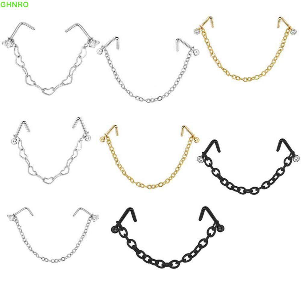 GHNRO Mũi Xuyên Nhẫn Punk Hip Hop Thép Không Gỉ Kim Cương Giả Bông Tai Xuyên Septum Nhẫn Septum Nhẫn