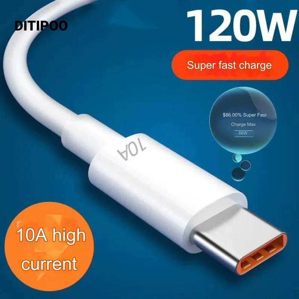 Cáp DITIPOO Type C, Dây sạc nhanh 120W 10A 10A, Cáp sạc USB Dây cáp dữ liệu USB C cho Huawei
