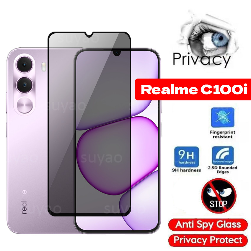 Kính cường lực toàn diện chống gián điệp cho Realme C100i C100X C100 2026 Bảo vệ màn hình Full Film 