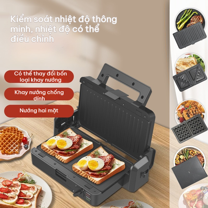 Máy làm bánh sandwich đa chức năng. Máy làm bánh waffle. Máy làm bữa sáng. - Bread maker