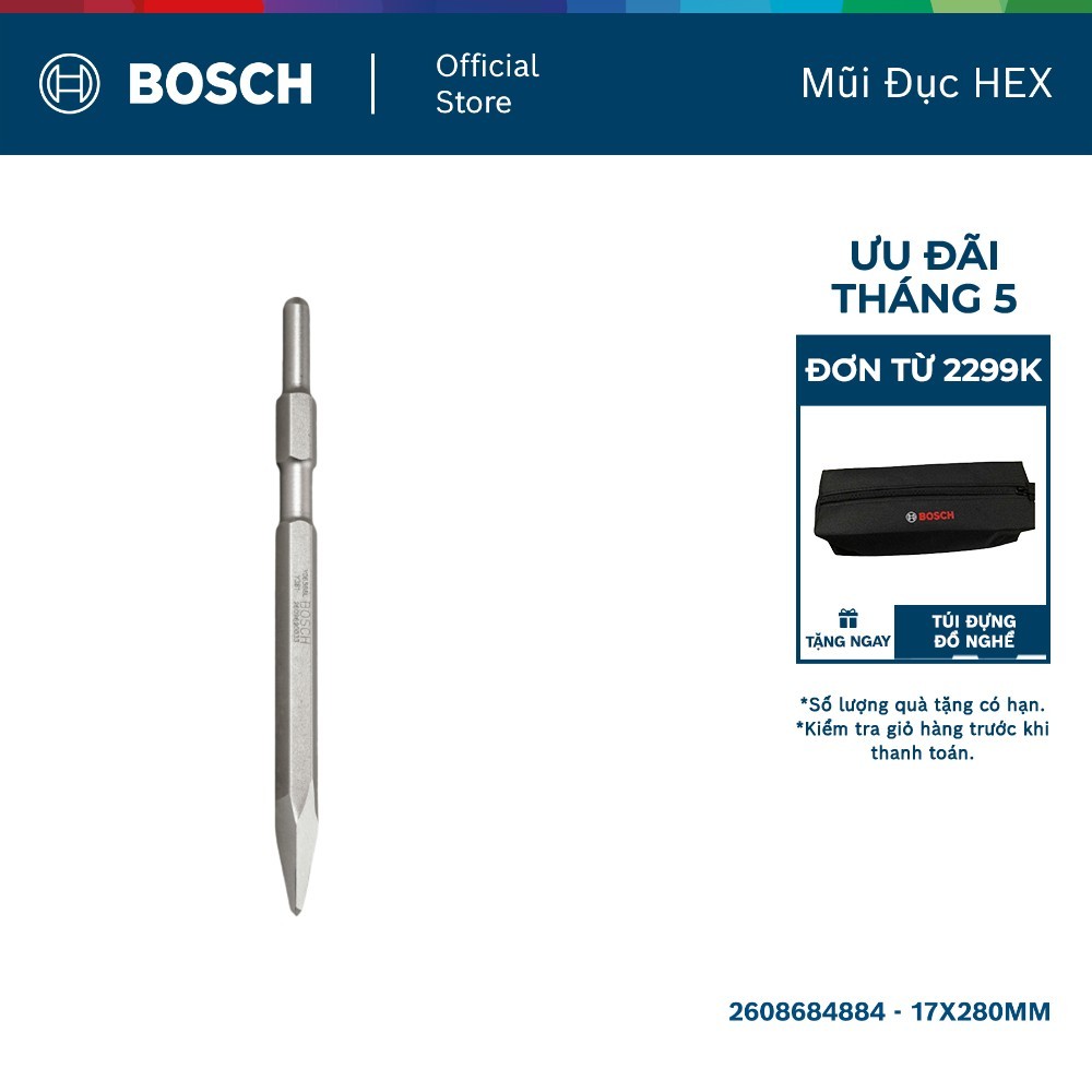 Mũi đục nhọn Bosch HEX 17x280mm