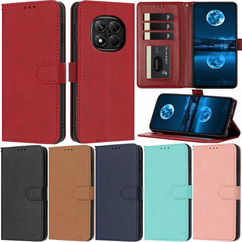 Ví Da Flip Case Họa Tiết Litchi Khe Cắm Thẻ Đứng Dành Cho Xiaomi 13T Pro Redmi 13 Note 14 Pro 4G Not
