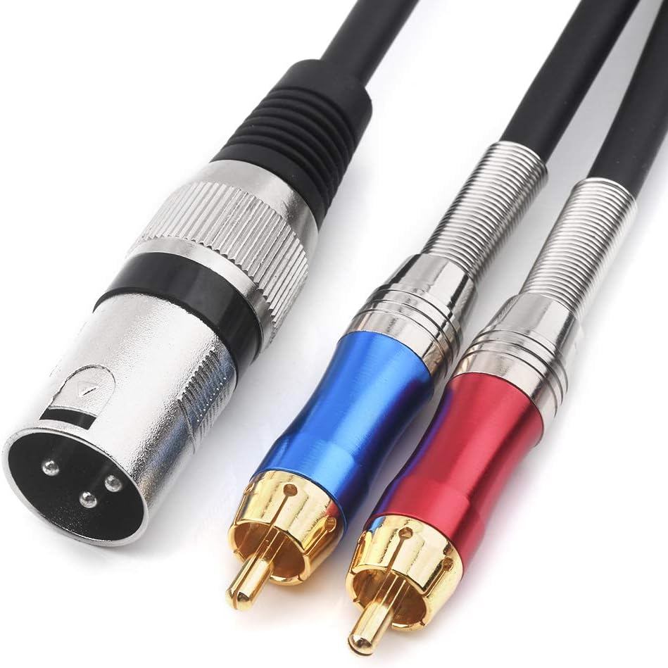 DISINO Dual RCA sang XLR Male Y Splitter Patch Cable, Unbalanced 2 RCA / Phono Plug sang 1 XLR Split