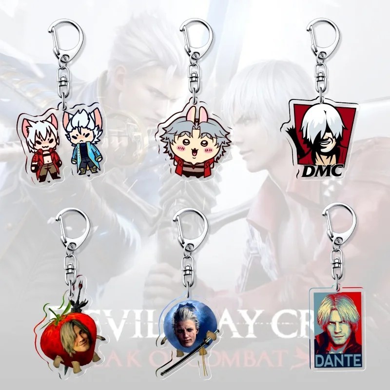 Móc khóa Devil May Cry Dante Vergil Meme hài hước mica Acrylic trong suốt phụ kiện treo cặp quà tặng