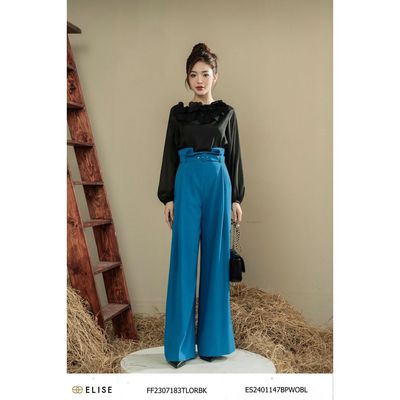 Quân suông xanh cạp liền xếp ly thiết kế Elise ES2401147BPWOBL