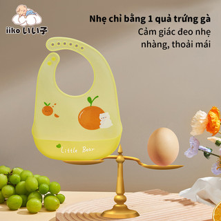 IIKO Yếm Ăn Silicon 3D Siêu Nhẹ Cho Bé, Yếm Ăn Dặm Chống Thấm Dễ Vệ Sinh, Điều Chỉnh Được