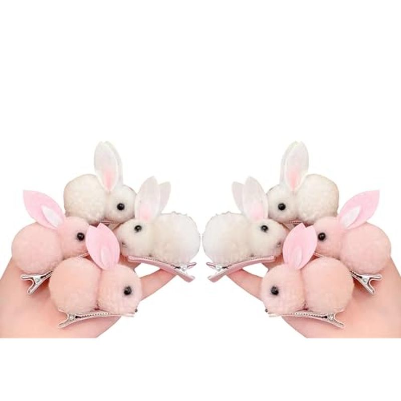 8 Pieces Plush Bunny Hair Clips, Cute Bunny Hair Claw Clips for Womens Bunny Mini Hair Clips, Girls,