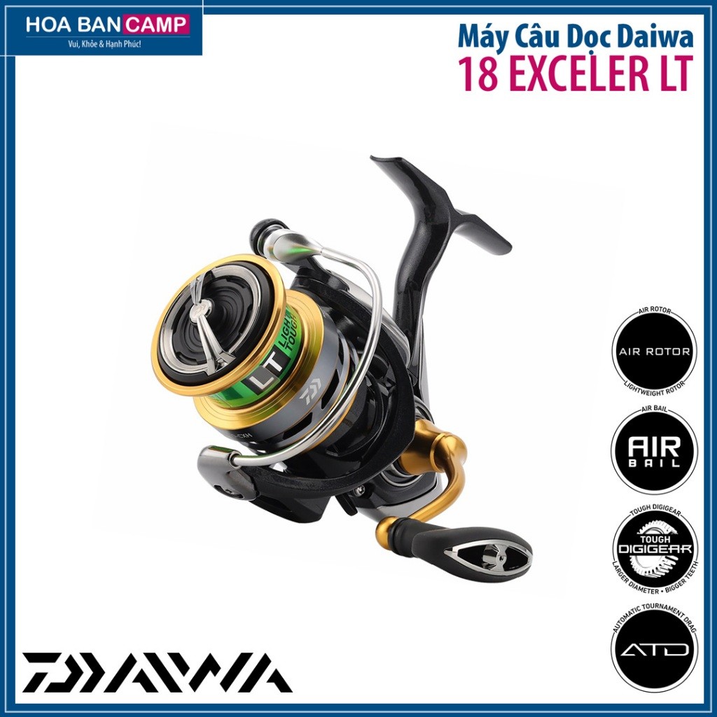 Máy cuộn dây câu kim loạiMáy Câu Dọc Daiwa Exceler LT | 2018 - LT Concept, Air Rotor, Air Bail, Digi