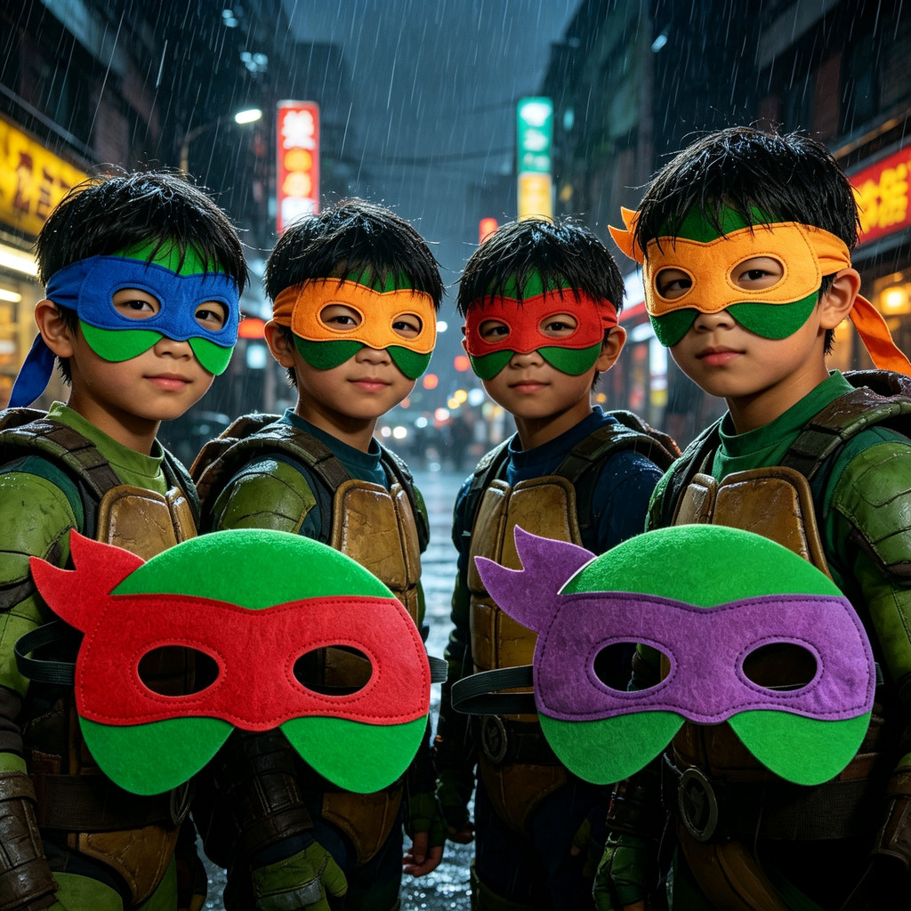 Thiếu Niên Đột Biến Ninja Rùa Cảm Thấy Siêu Mặt nạ Với Dây Đeo Đàn Hồi Ninja Rùa Cosplay Đạo Cụ Tran