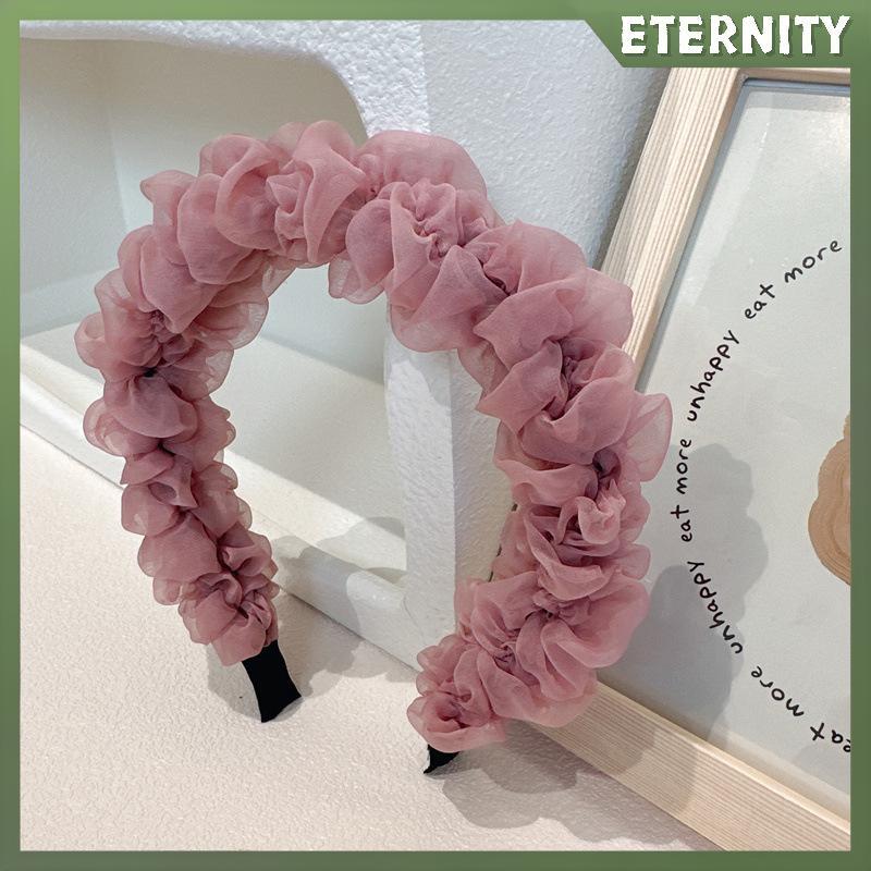 ETERNITY Sợi Lưới Xếp Ly Mũ Nữ Organza Màu Trơn Xếp Ly Rửa Mặt Mũ Đa Năng Phụ Kiện Tóc