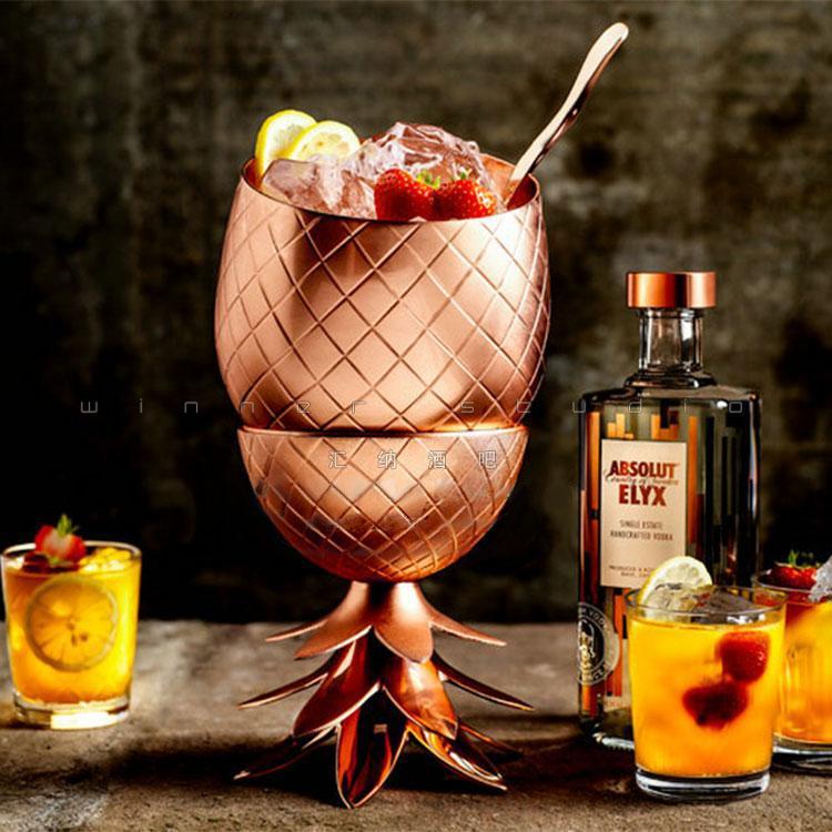 Dứa Cocktail Glass Moscow Mule Thép không gỉ Dứa Thủy tinh Kim loại Đồng Thủy tinh Sáng tạo Chuẩn bị