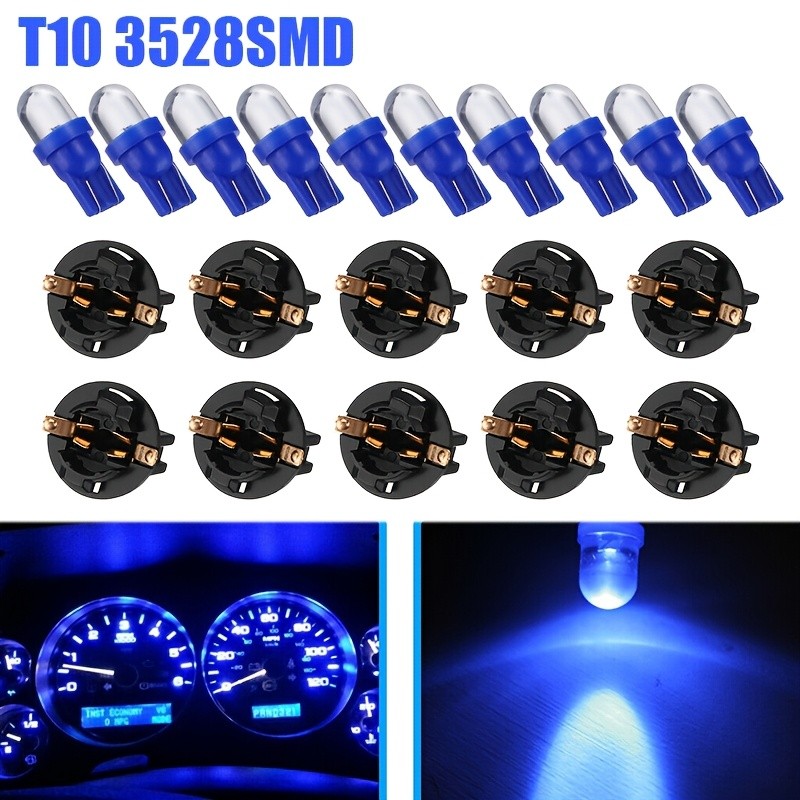 10 Bóng Đèn LED Bảng Điều Khiển Có Bộ Ổ Cắm, Đèn LED Ô Tô T10 1LED T10 Bóng Đèn Đầu Tròn Nhạc Cụ Đèn