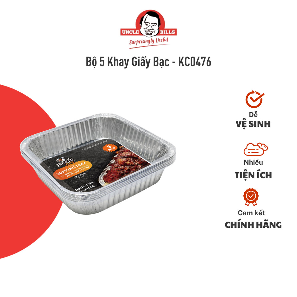 Bộ 5 Khay Giấy Bạc BBQ UNCLE BILLS Giữ Nhiệt Tốt Tiện Lợi Nướng Thực Phẩm - KC0476