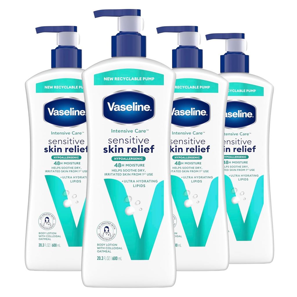 Kem dưỡng thể chăm sóc chuyên sâu Vaseline 4 gói Giảm da nhạy cảm cho da khô với bột yến mạch dạng g