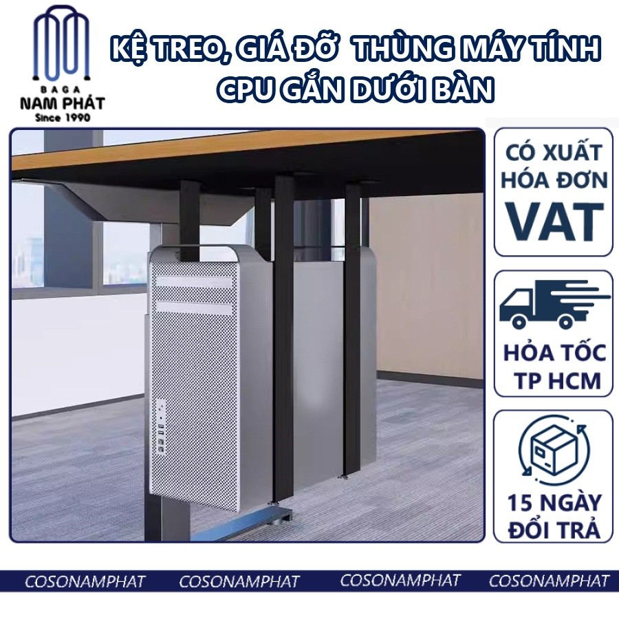 [Giá VAT] Kệ Treo CPU Máy Tính Thép Sơn Tĩnh Điện Giá Treo Gắn Dưới Bàn Dá Đỡ Thùng Case May Tinh Ke